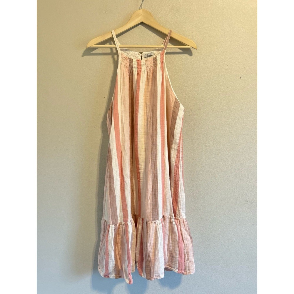 RAILS Becca Dress Pink Stripe Cotton Gauze Size XL D1-13